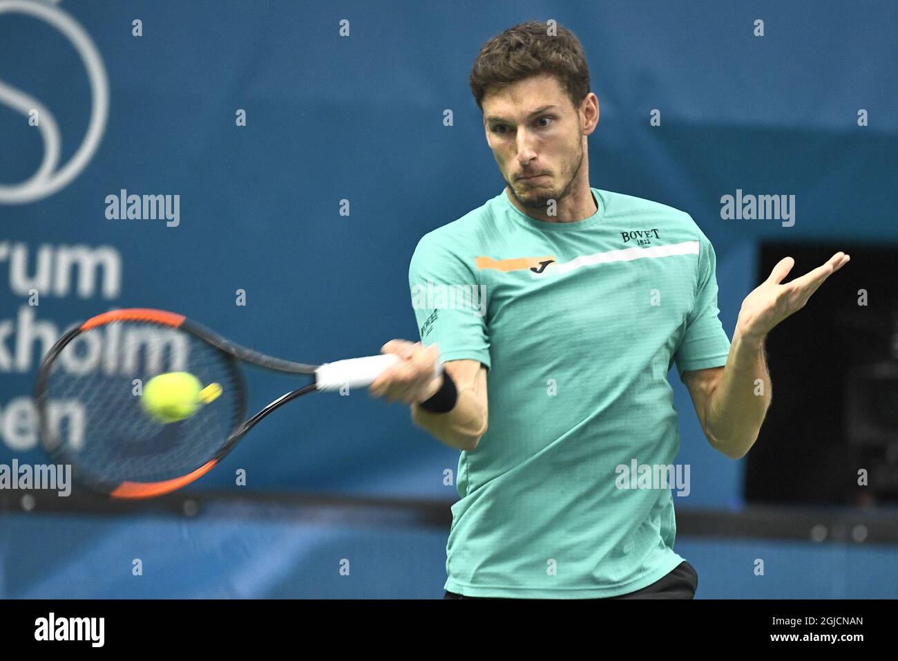Pablo Carreno Busta (ESP) during the men's single semi finals at the ATP Stockholm Open tennis tournament at the Royal Tennis Hall in Stockholm, Sweden, October 19 2018, Photo: Claudio Bresciani / TT code 10090  Stock Photo