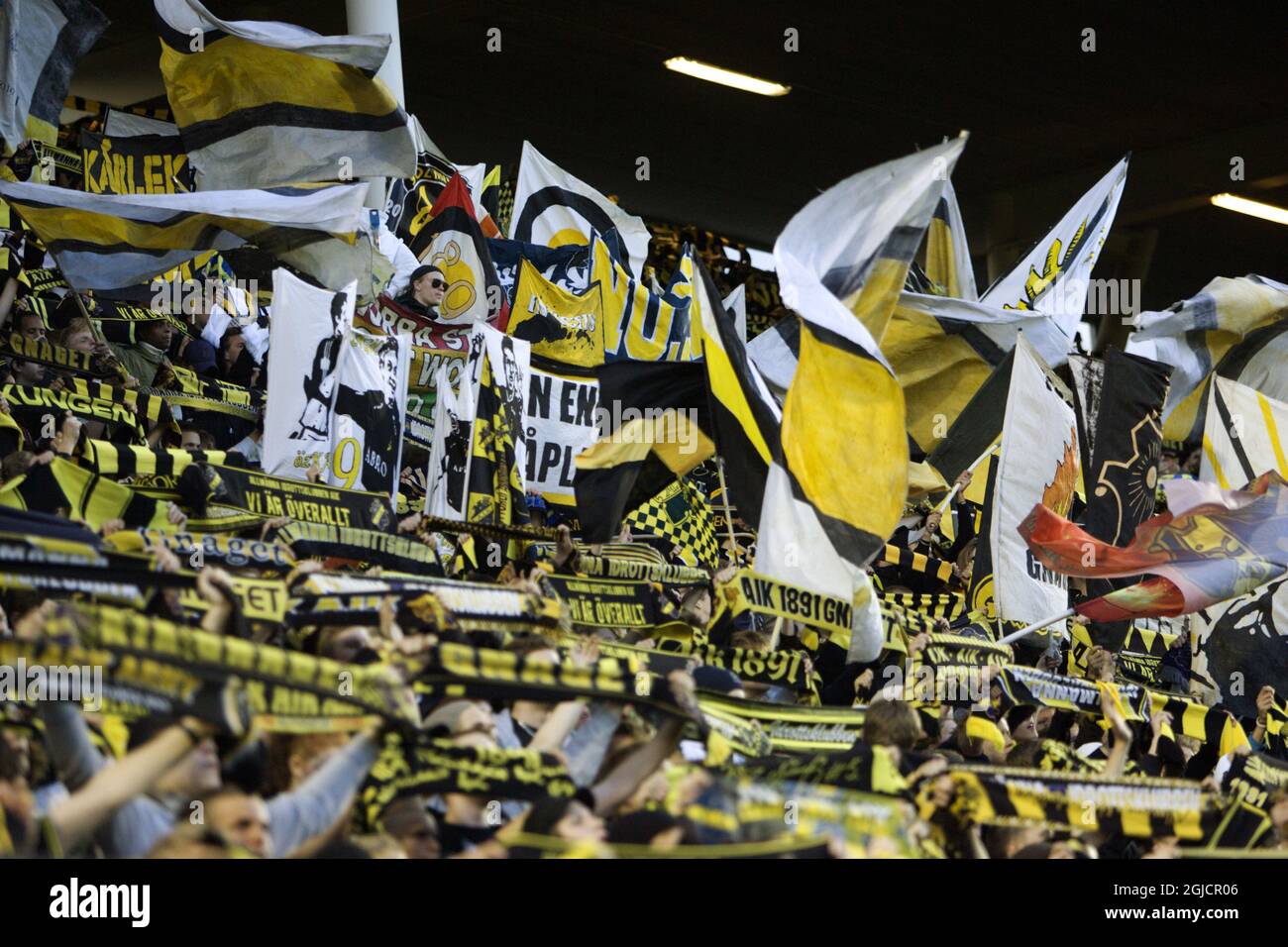 AIK Stockholm fans enjoy the game Stock Photo - Alamy