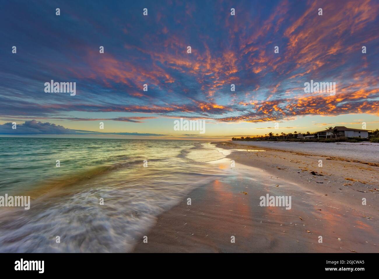 Sunset clouds over the Gulf of Mexico on Sanibel Island in Florida, USA