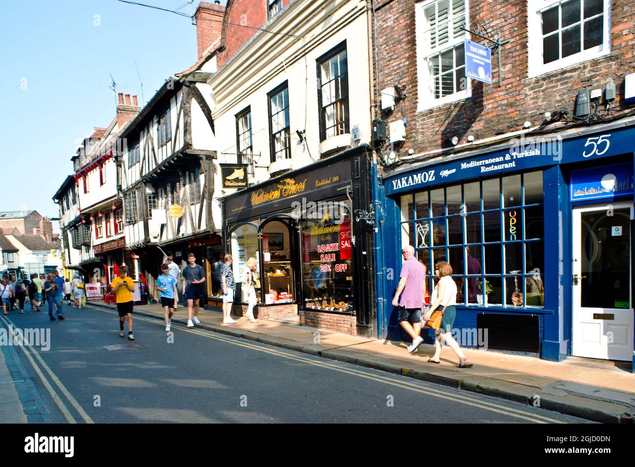Shops Restaurants, Goodramgate, York, England Stock Photo Alamy