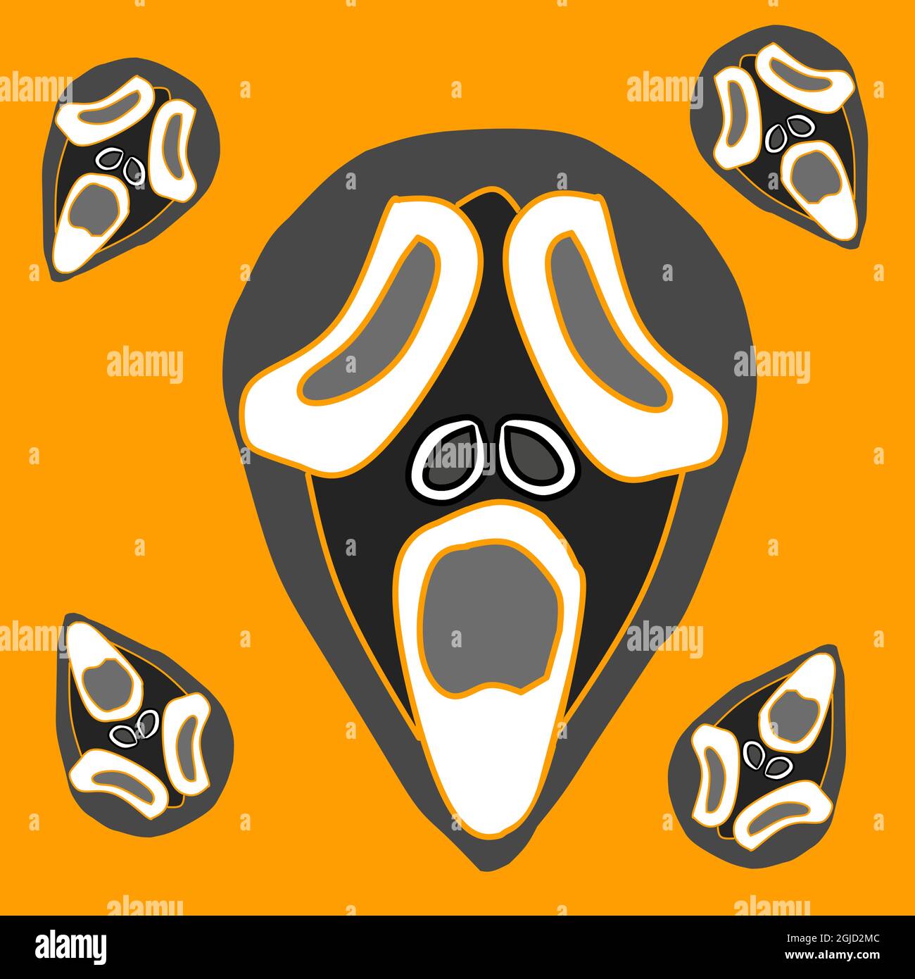 an illustration of a Halloween scream mask with for Halloween