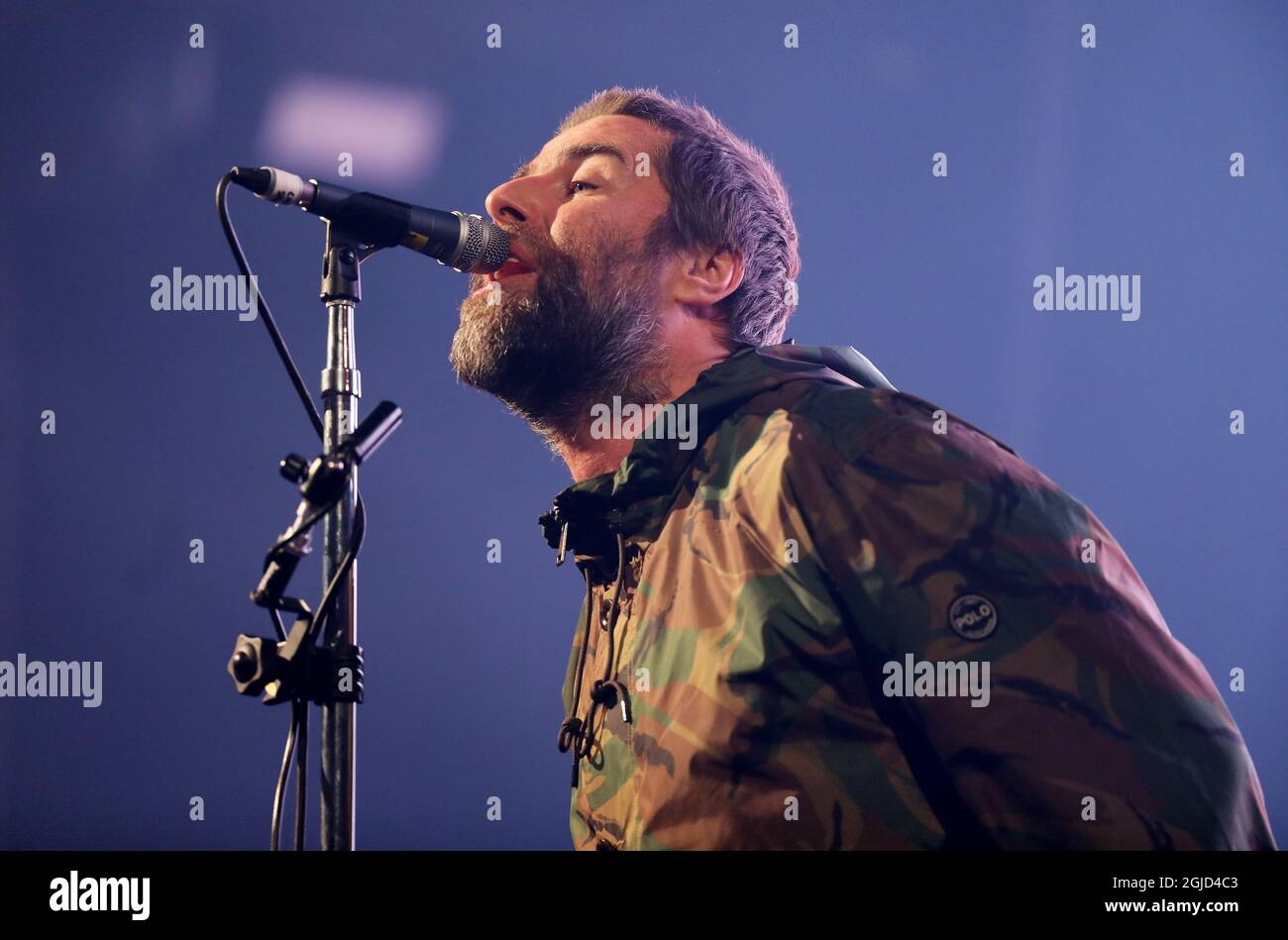 Liam Gallagher performs during a concert in Annexet Globen, Stockholm, Sweden, February 2, 20120 Photo Mattias Hansson / TT Kod 2832 Stock Photo