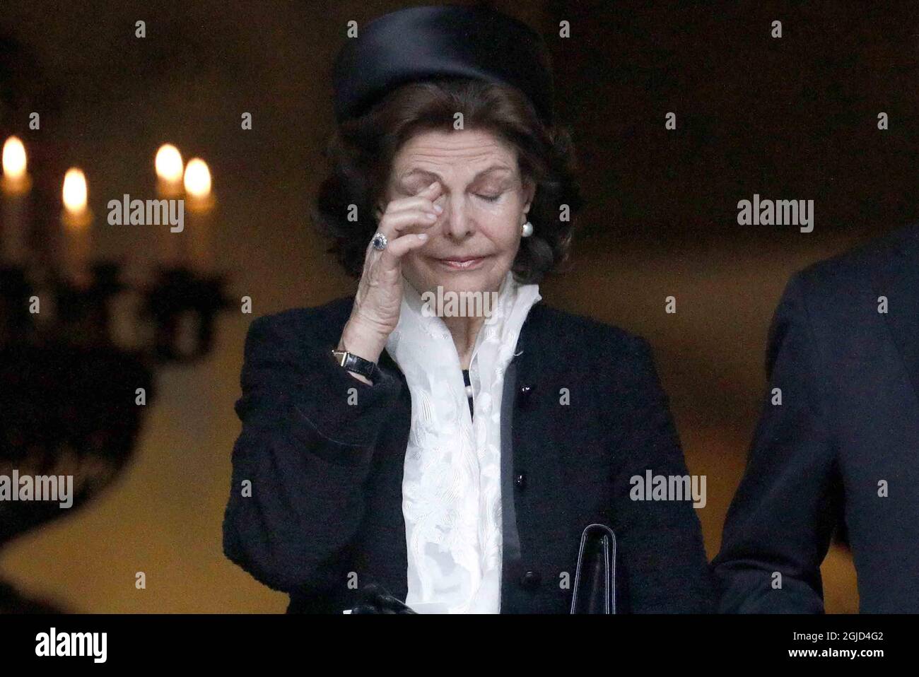 Queen Silvia during the funeral of Dagmar von Arbin in the Oscars Church in central Stockholm, Sweden on Tuesday, February 4, 2020 Photo Patrik Osterberg / TT Kod 2857 Stock Photo