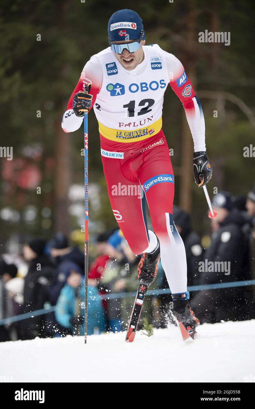 Paal Golberg (NOR) at the FIS Cross Country Skiing World Cup in Falun, Sweden, Feb. 08, 2020. Photo: Henrik Montgomery / TT Stock Photo