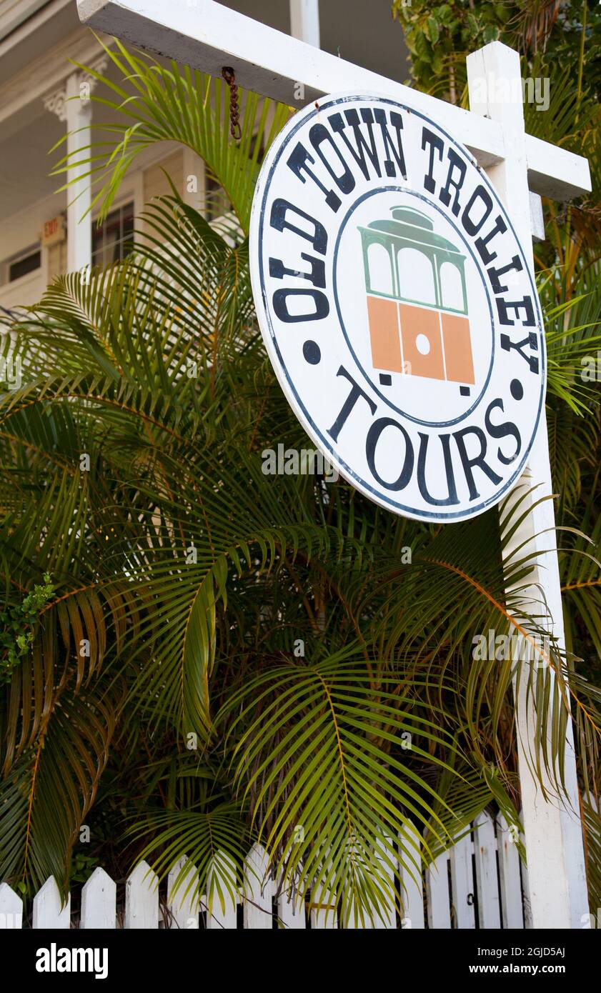 Old Town trolley tours sign in Key West, Florida Keys Stock Photo Alamy