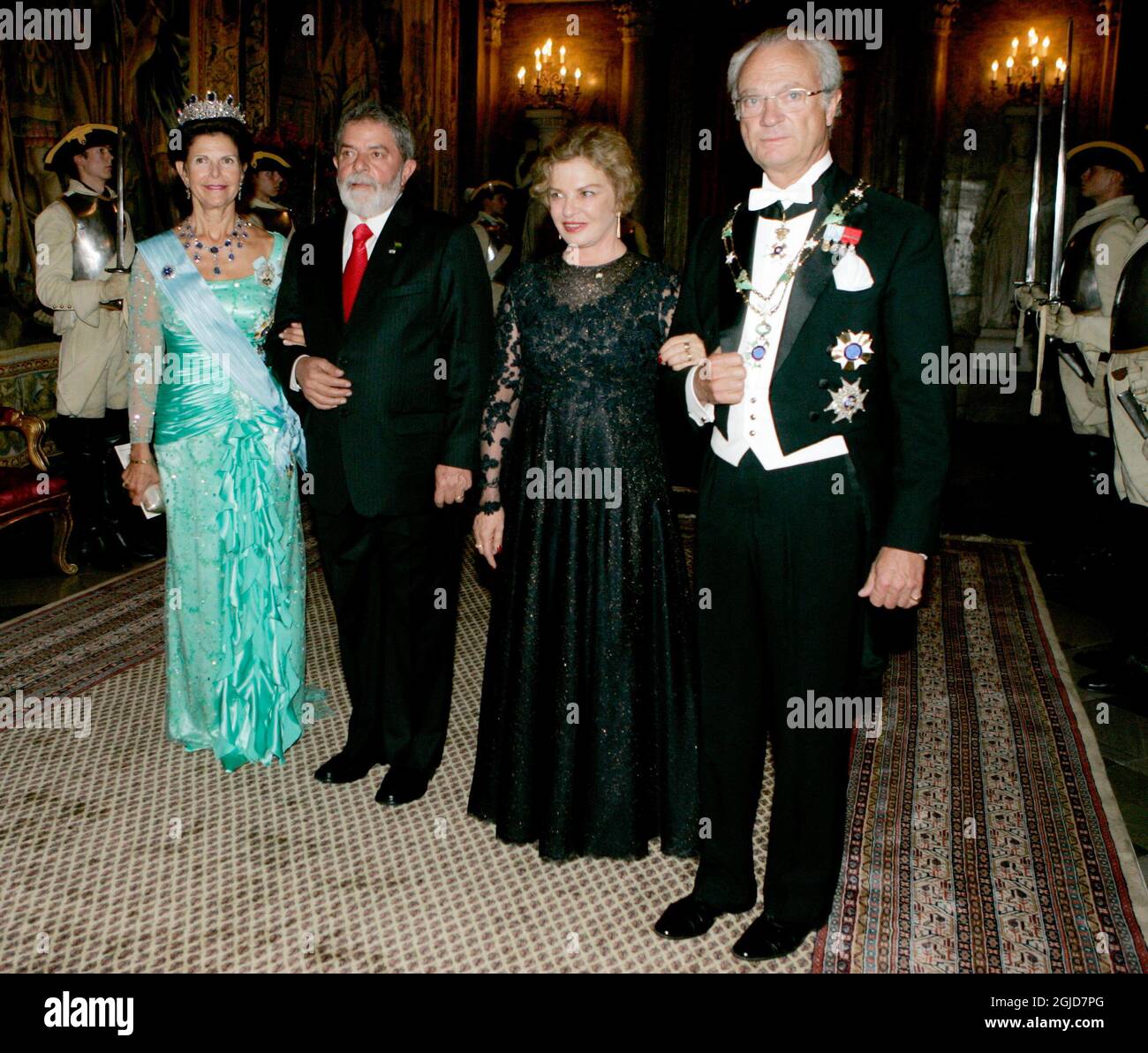 King Carl XVI Gustaf, far right, and Queen Silvia, far left, arrive for ...