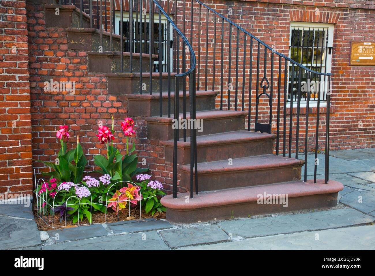USA, Georgia, Savannah. Front steps of the Davenport house. Stock Photo