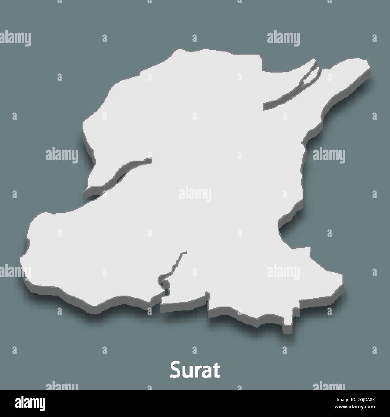 3d isometric map of Surat is a city of India, vector illustration Stock 