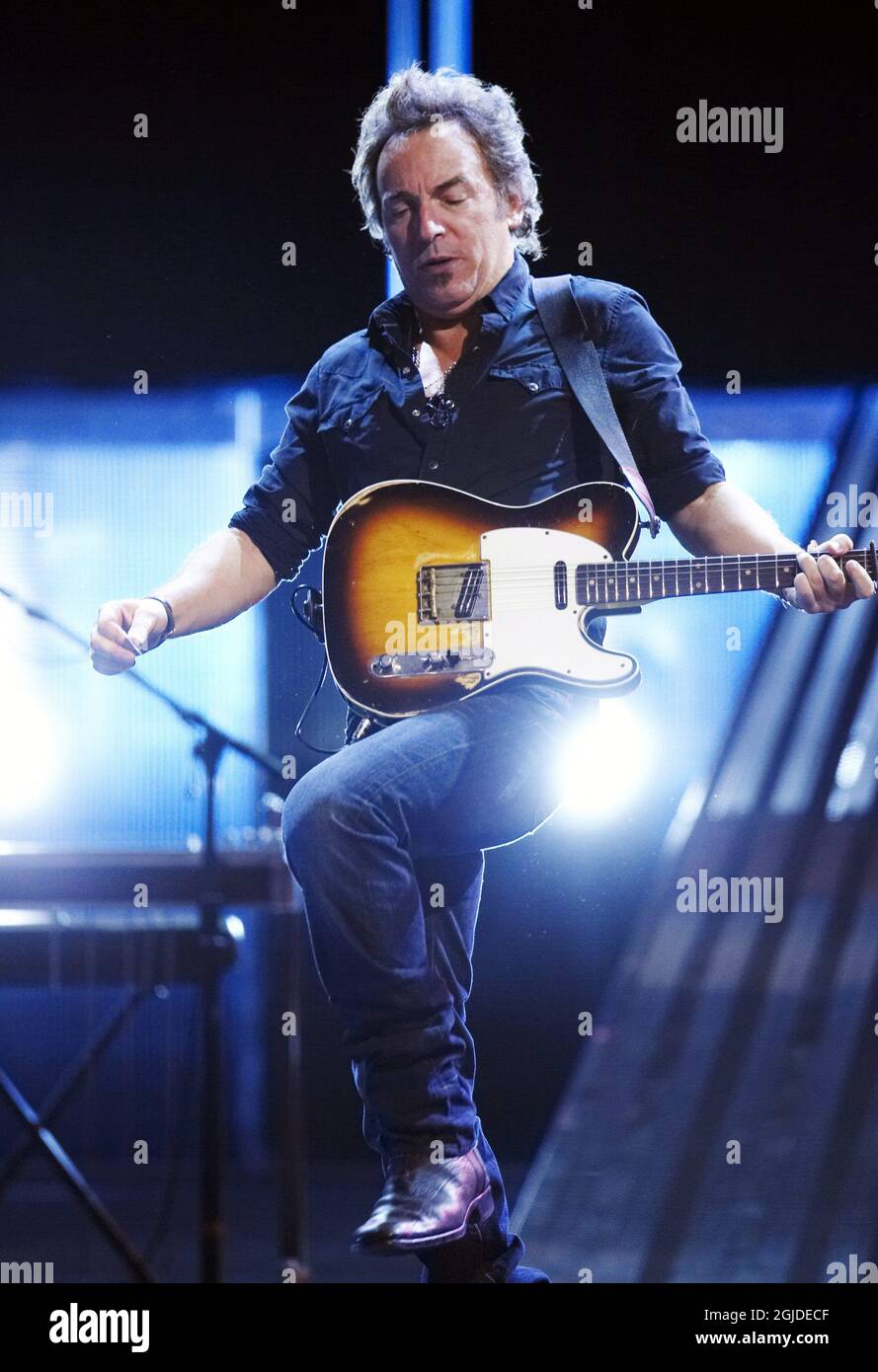Bruce Springsteen performs with his E Street Band at the Oslo Spektrum Arena in Oslo, Norway. Stock Photo