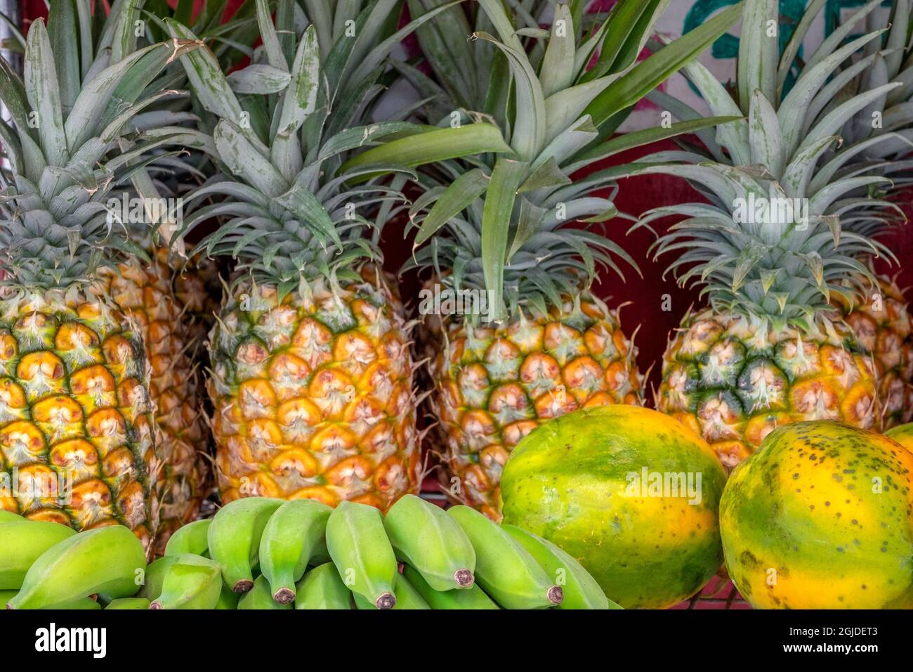 Fresh fruit at the market, Kauai, Hawaii, USA. Stock Photo