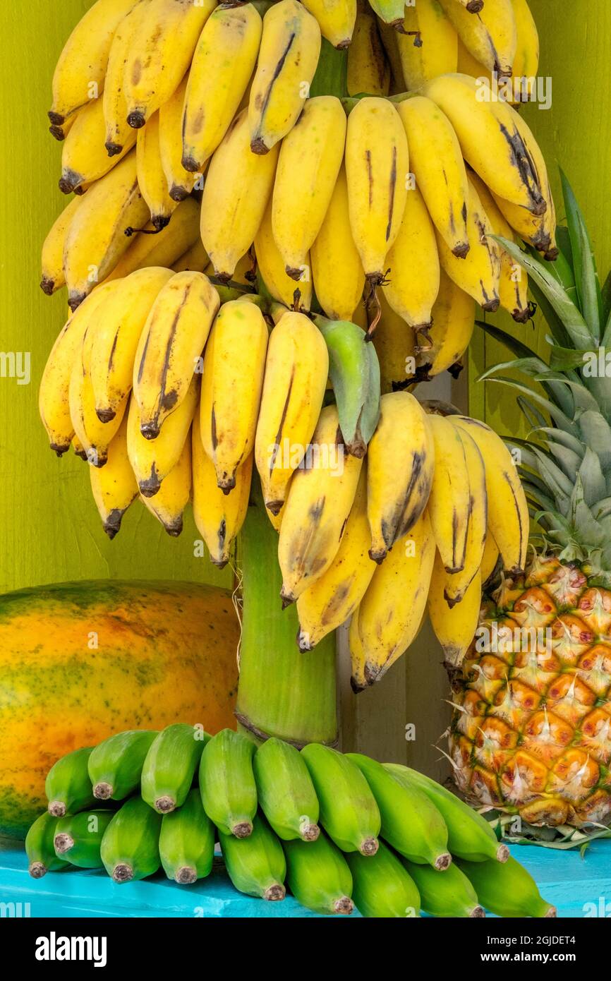 Fresh fruit at the market, Kauai, Hawaii, USA. Stock Photo