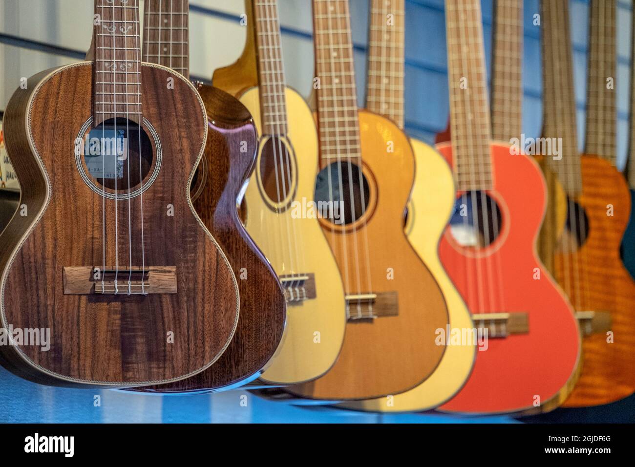Ukulele in music store, Kauai, Hawaii, USA Stock Photo Alamy