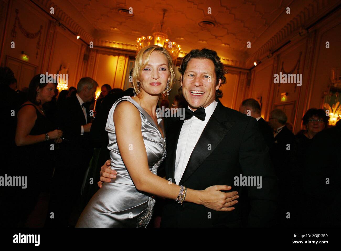 OSLO 20071210 Actress and host for the Nobel Concert , Uma Thurman and her boyfriend Arpad Busson at the Nobel banquet at Grand Hotel in Oslo, Norway, December 10, 2007. Foto: Sara Johannessen / SCANPIX kod 20520 Stock Photo