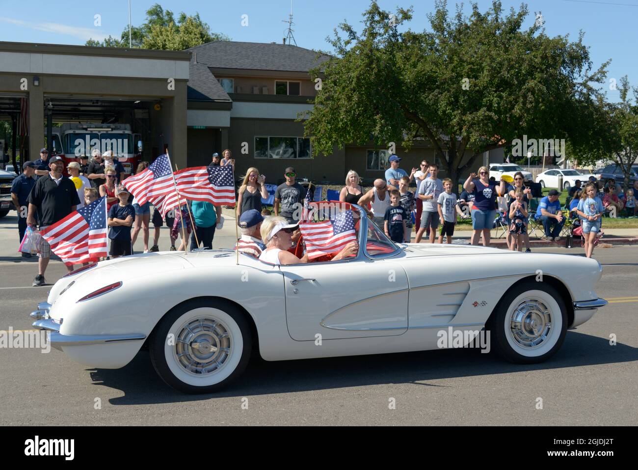 Vintage Vehicle, Fourth of July Parade, Star, Idaho, USA. (Editorial Use Only) Stock Photo