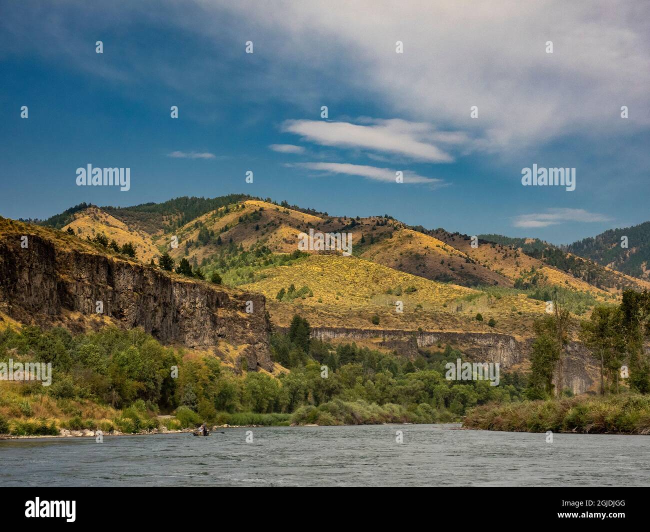 Landscape of South Fork Snake River, a blue ribbon trout stream near, Idaho Falls Stock Photo