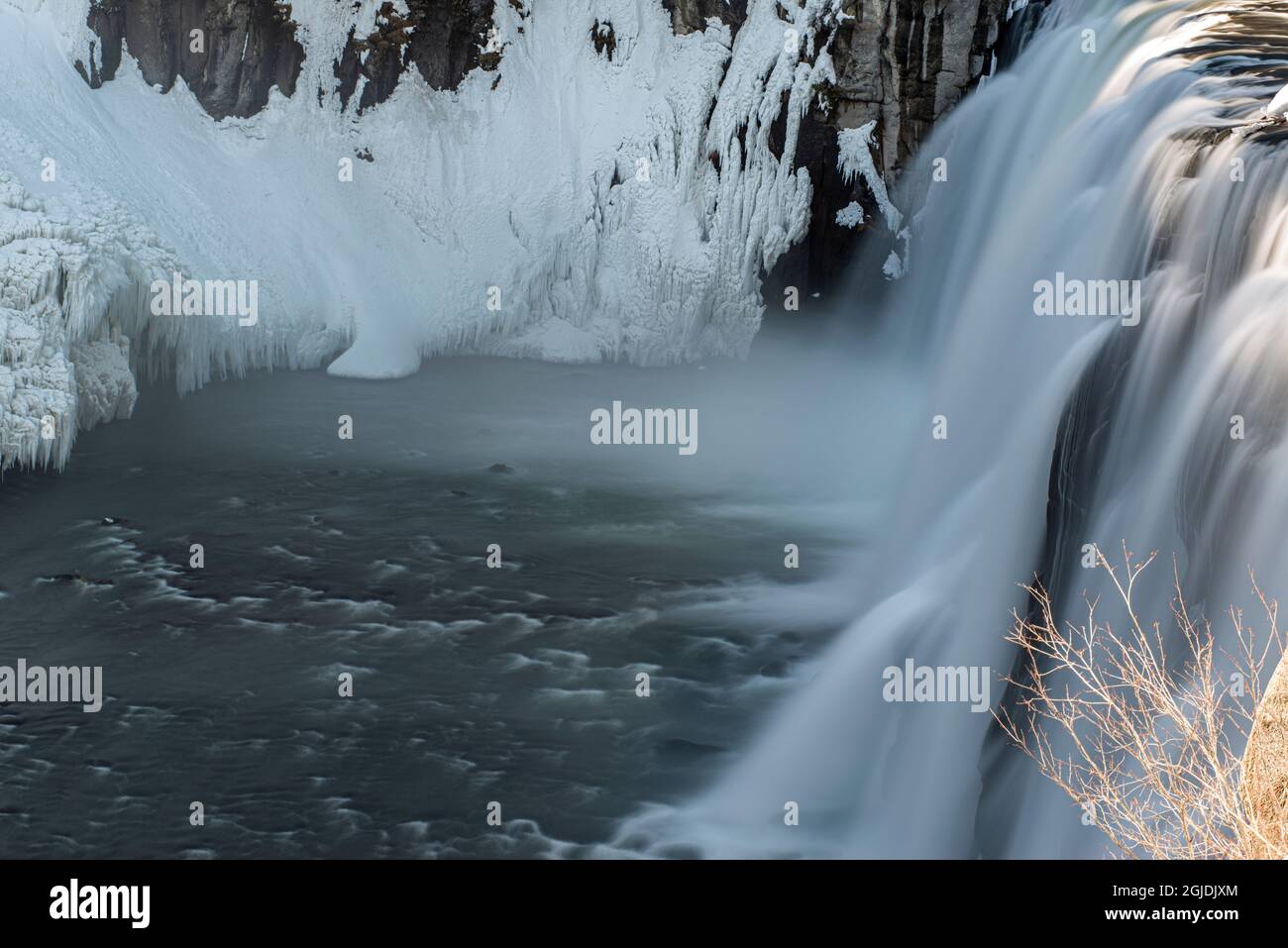 Upper Mesa Falls in winter, near Ashton, Idaho Stock Photo Alamy