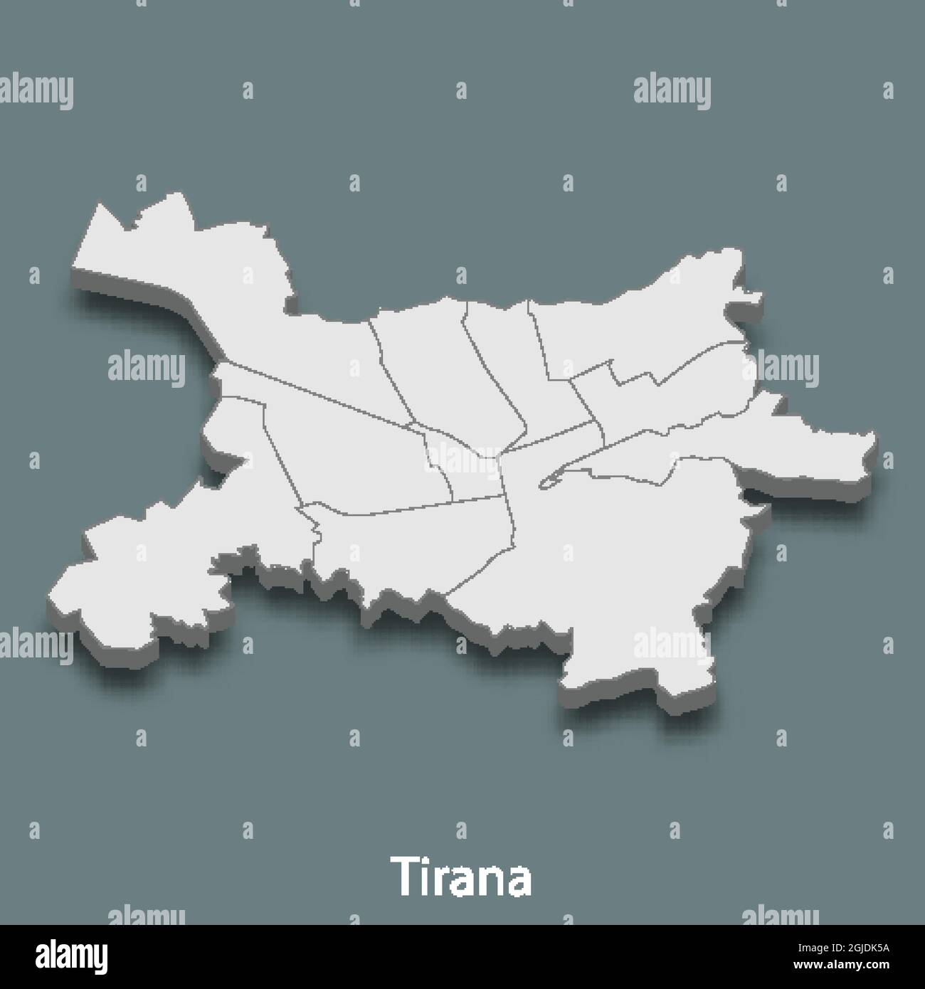 3d isometric map of Tirana is a city of Albania , vector illustration