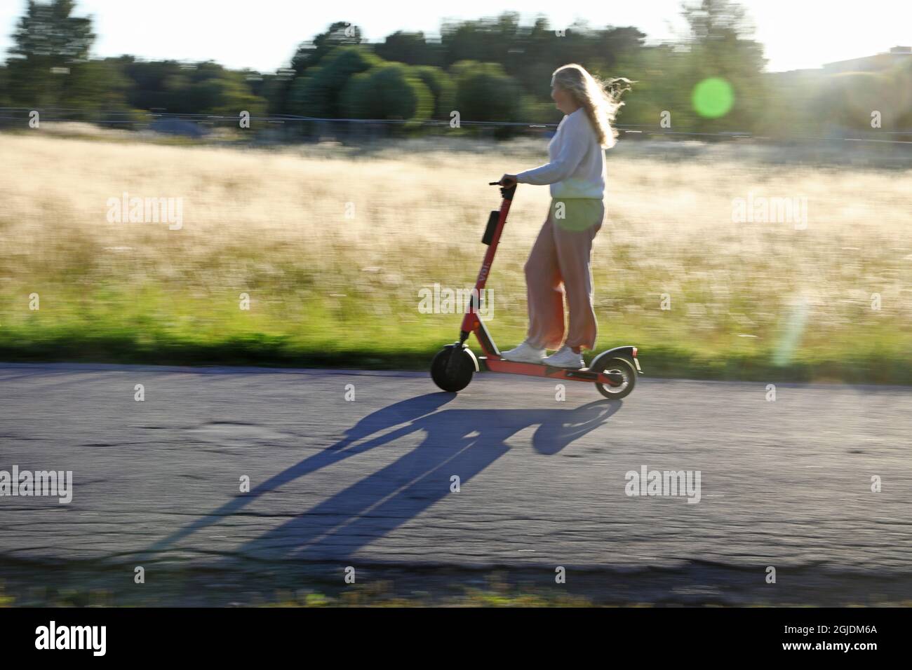 A girl on an electric scooter Photo Jeppe Gustafsson / TT / code 71935  Stock Photo - Alamy