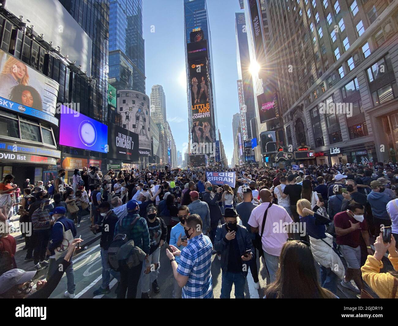 November 7, 2020, New York City, New York, United States: Thousands of New  Yorkers filled the streets to celebrate the much anticipated Election  victory over President Donald Trump as former Vice President