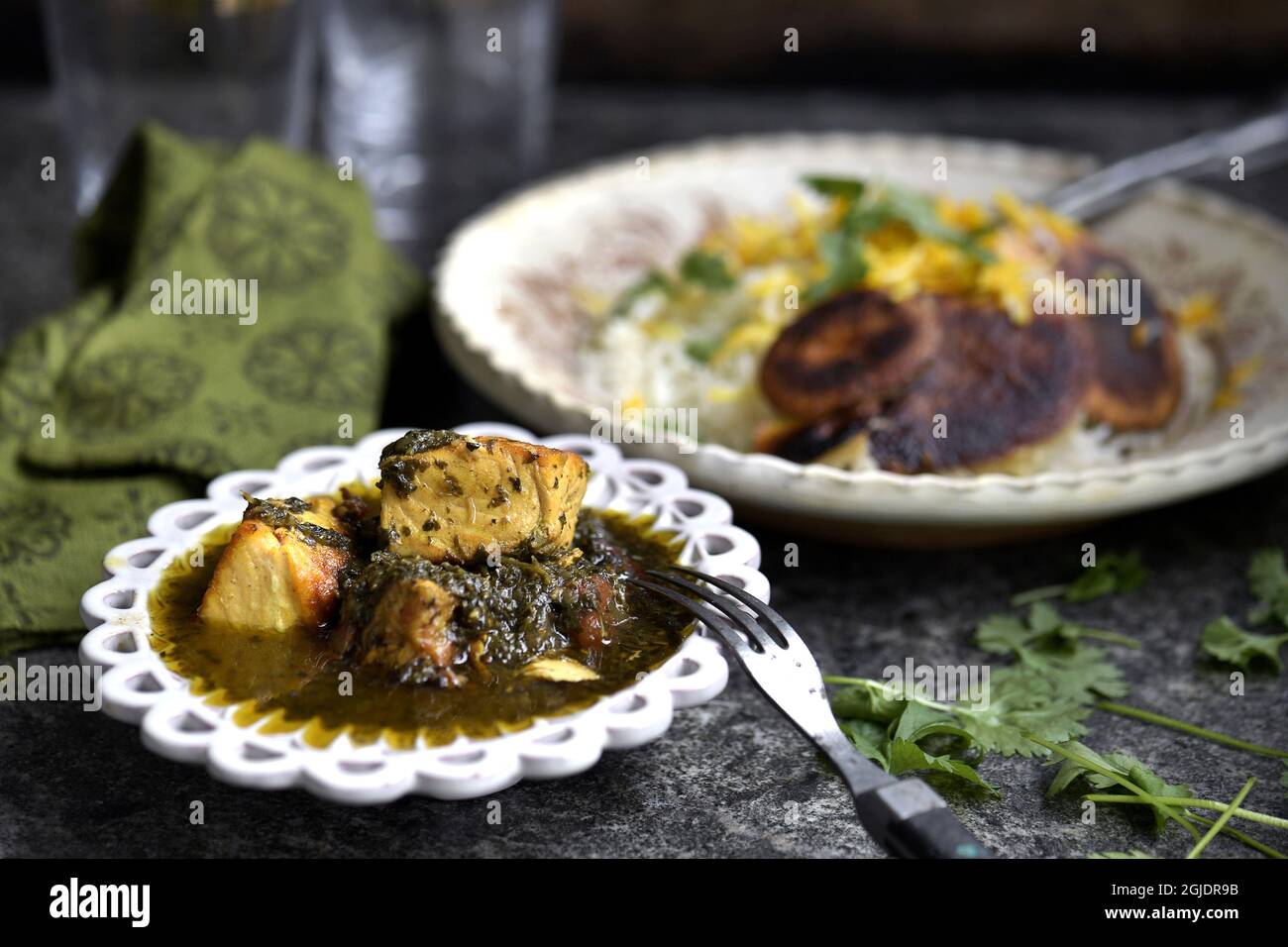 Persian food. Fish stew from southern Iran with coriander and tamarind