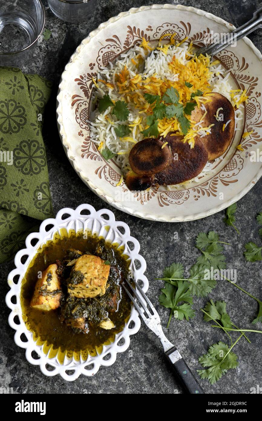 Persian food. Fish stew from southern Iran with coriander and tamarind