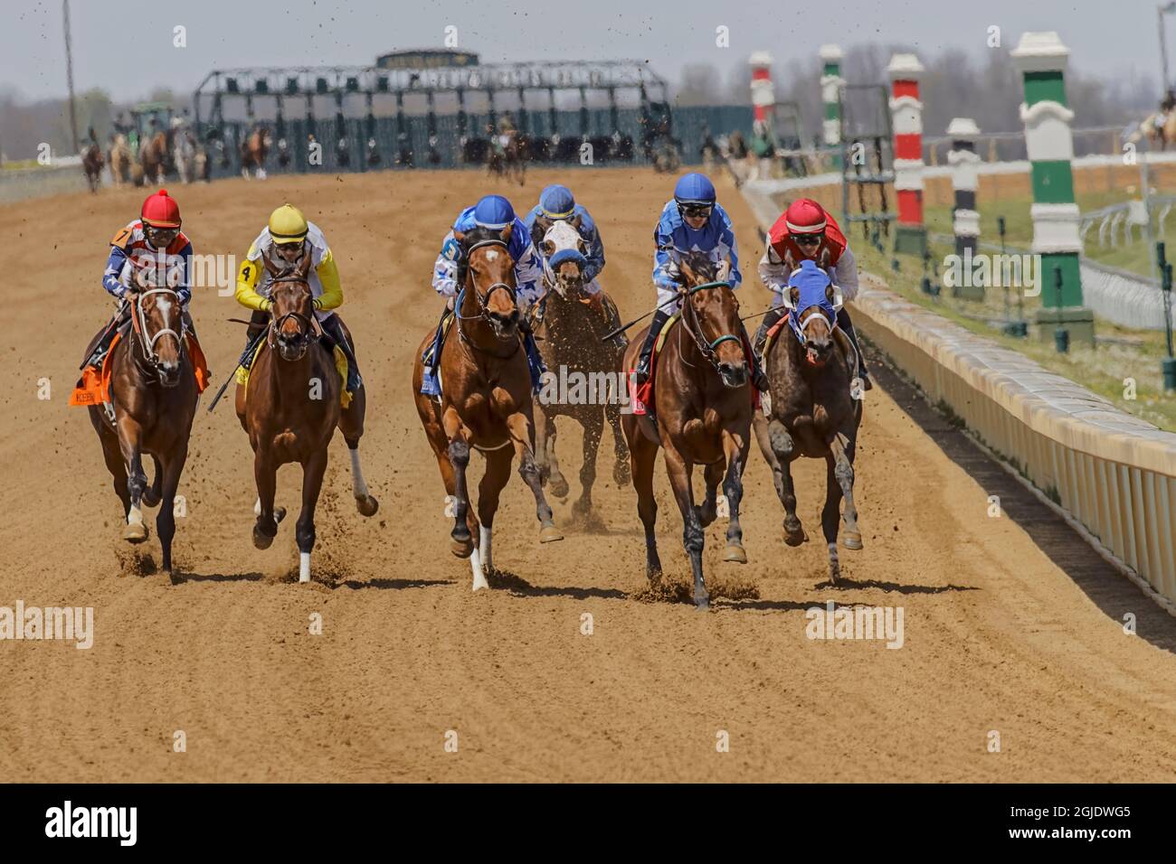 Thoroughbred horse racing at Keeneland race track at spring meet