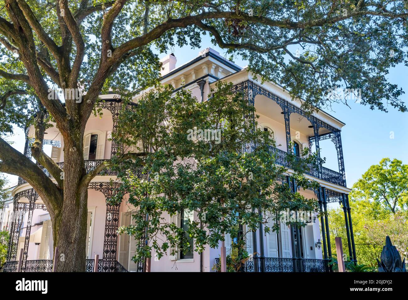 Wrought iron gate, Colonel Short's Villa, Garden District, New Orleans, Louisiana. National Historic District built in the 1800's. (Editorial Use Only Stock Photo