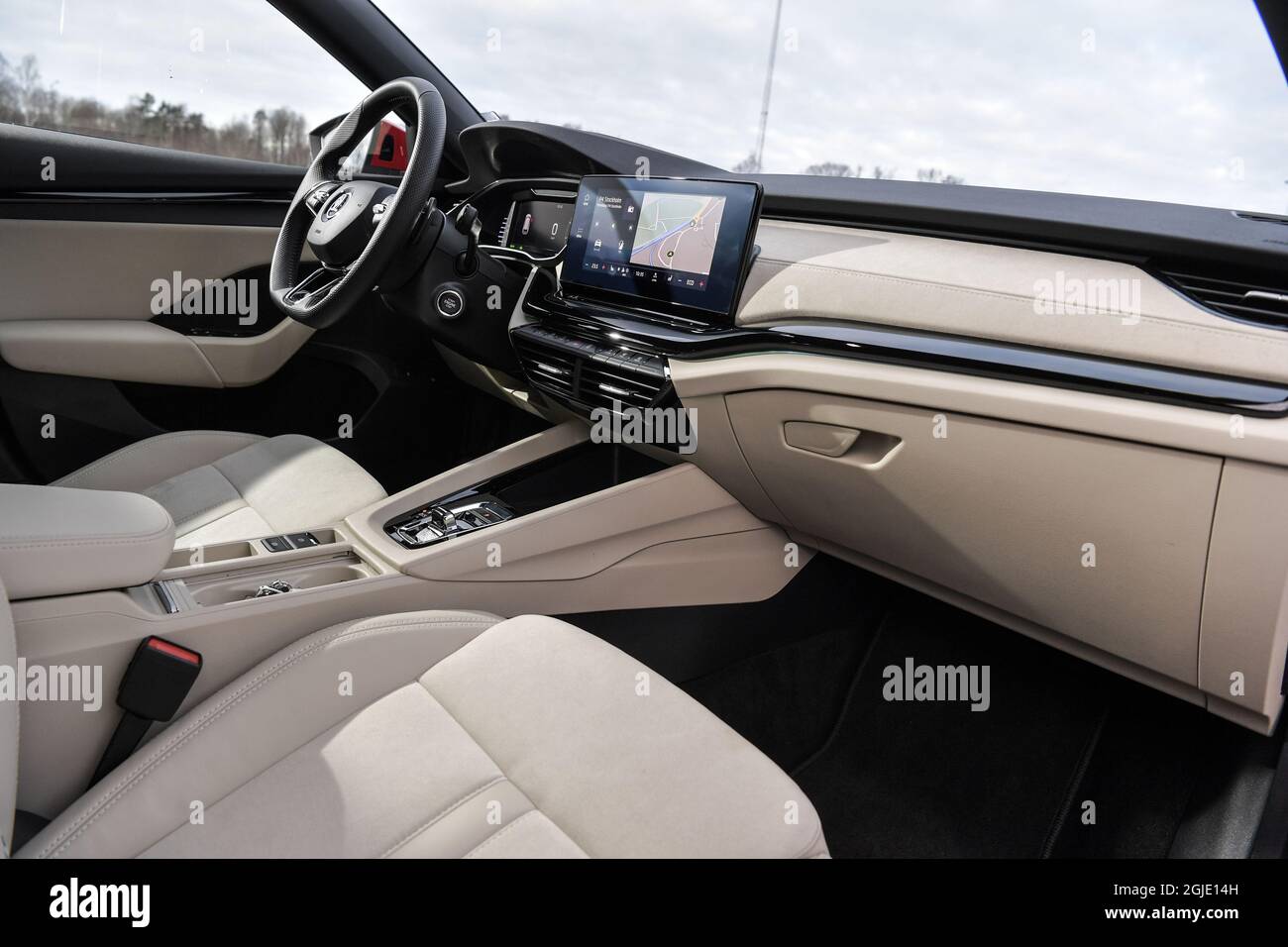 Skoda Octavia Combi IV plug-in hybrid. Interior, steering wheel Photo  Anders Wiklund / TT code 10040 Stock Photo - Alamy