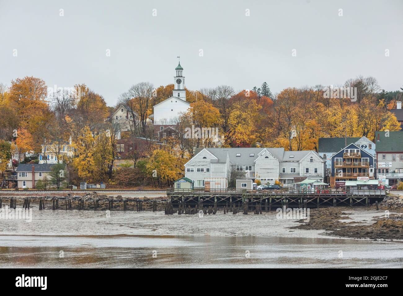 USA, Maine, Wiscasset. Village skyline during autumn Stock Photo Alamy