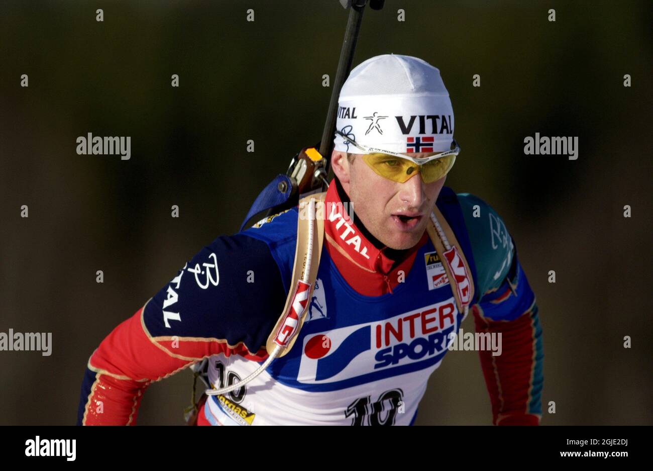Norway's Egil Gjelland fell and injured his shoulder but finished in