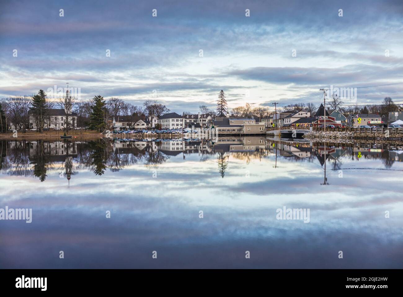 USA, Maine, Kennebunkport. Village reflection Stock Photo Alamy