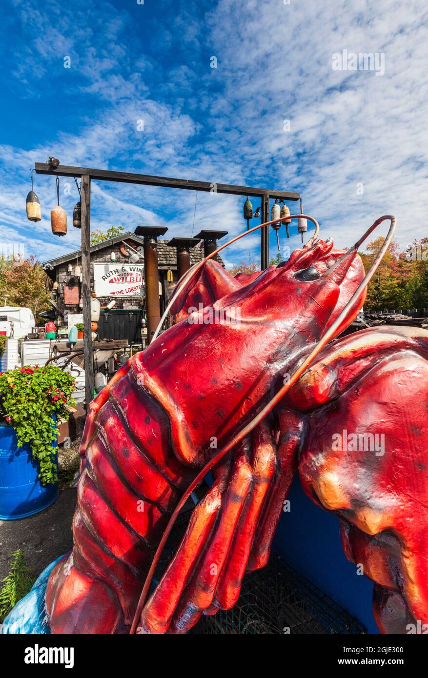 USA, Maine, Ellsworth, Wilbur The Lobster, giant lobster sculpture
