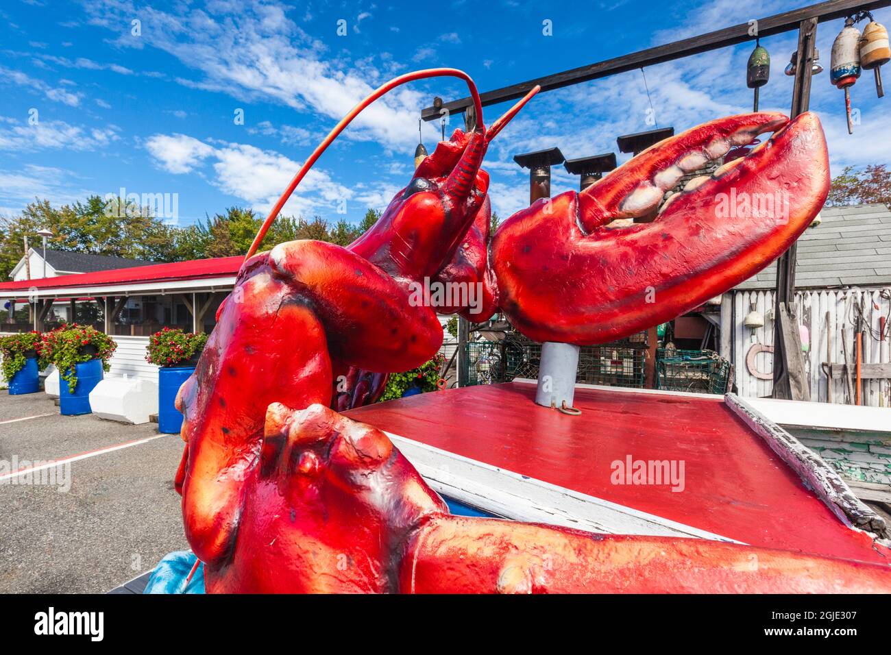 USA, Maine, Ellsworth, Wilbur The Lobster, giant lobster sculpture