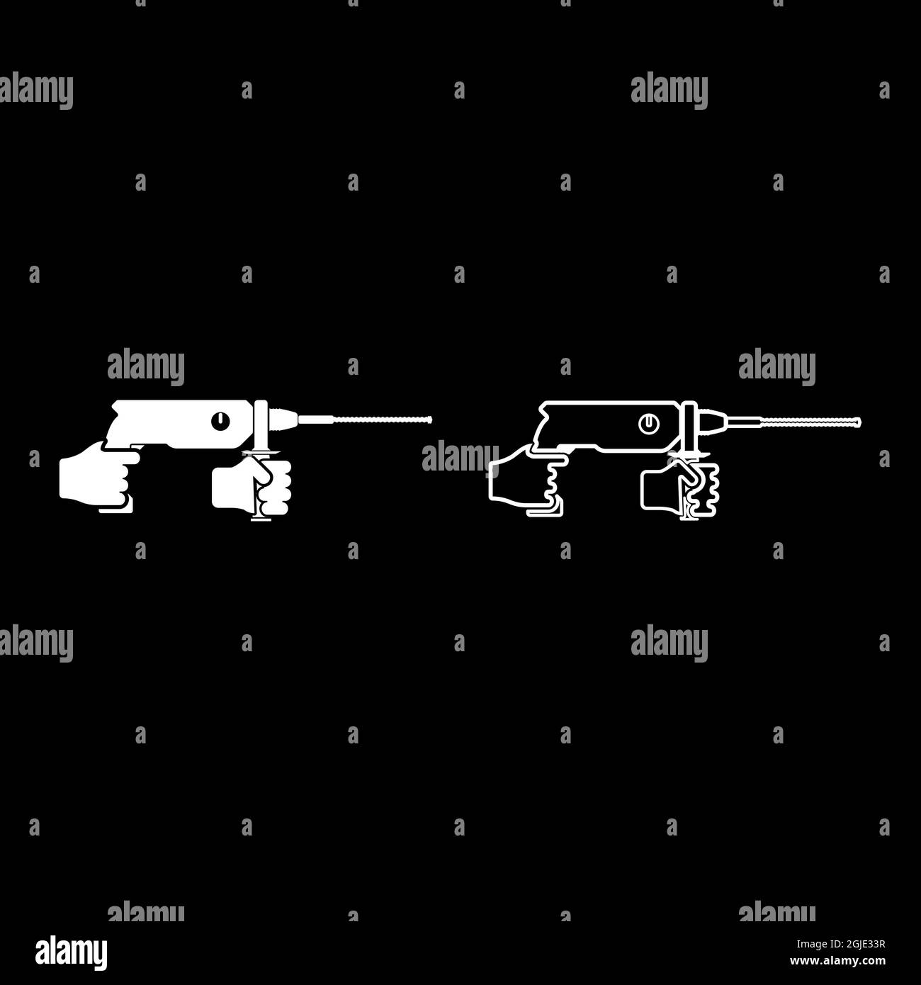 Electric rotary hammer drill in hand holding tool use Arm using Power