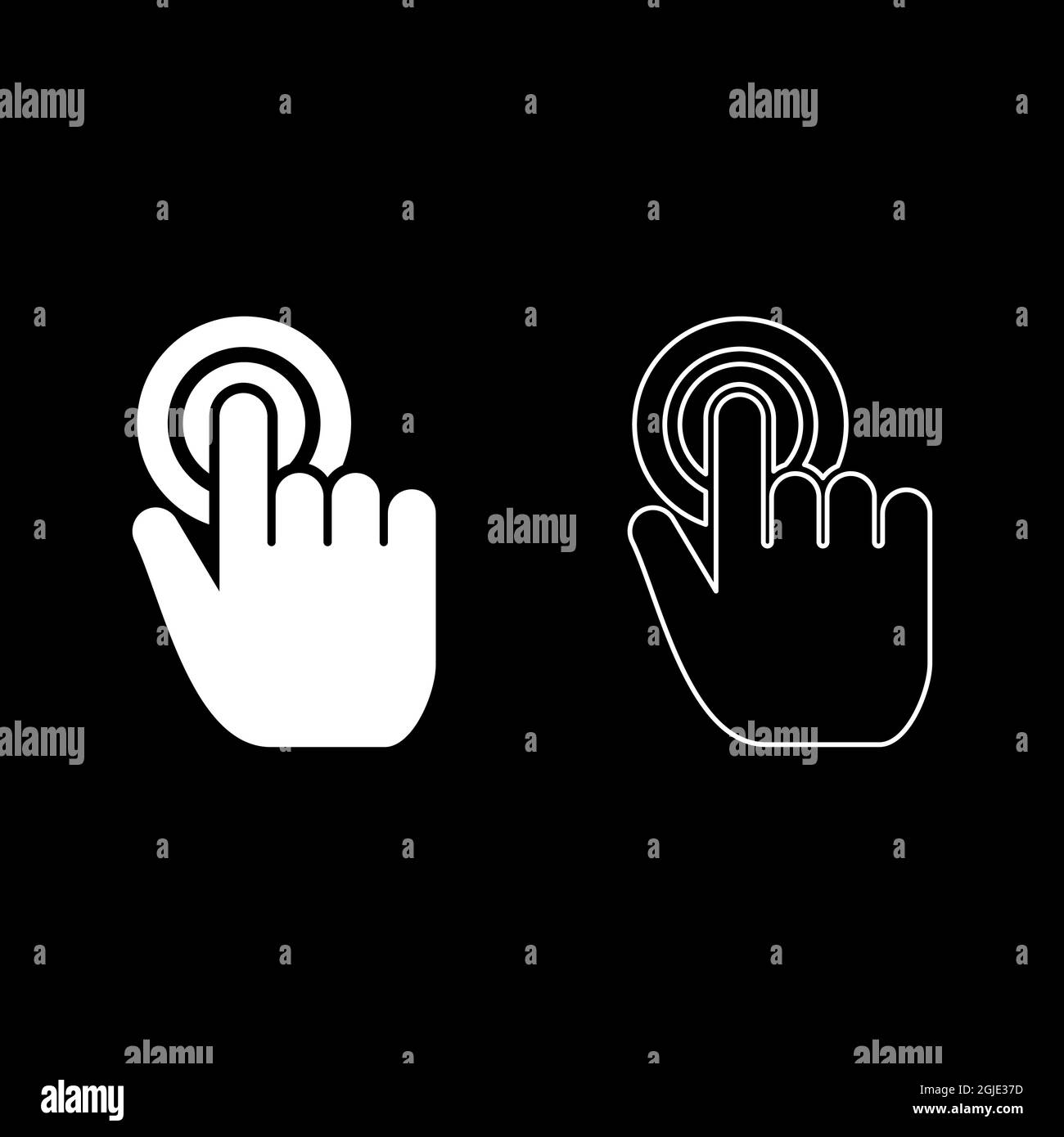 Click on button Hand cursor Touch screen icon white color vector