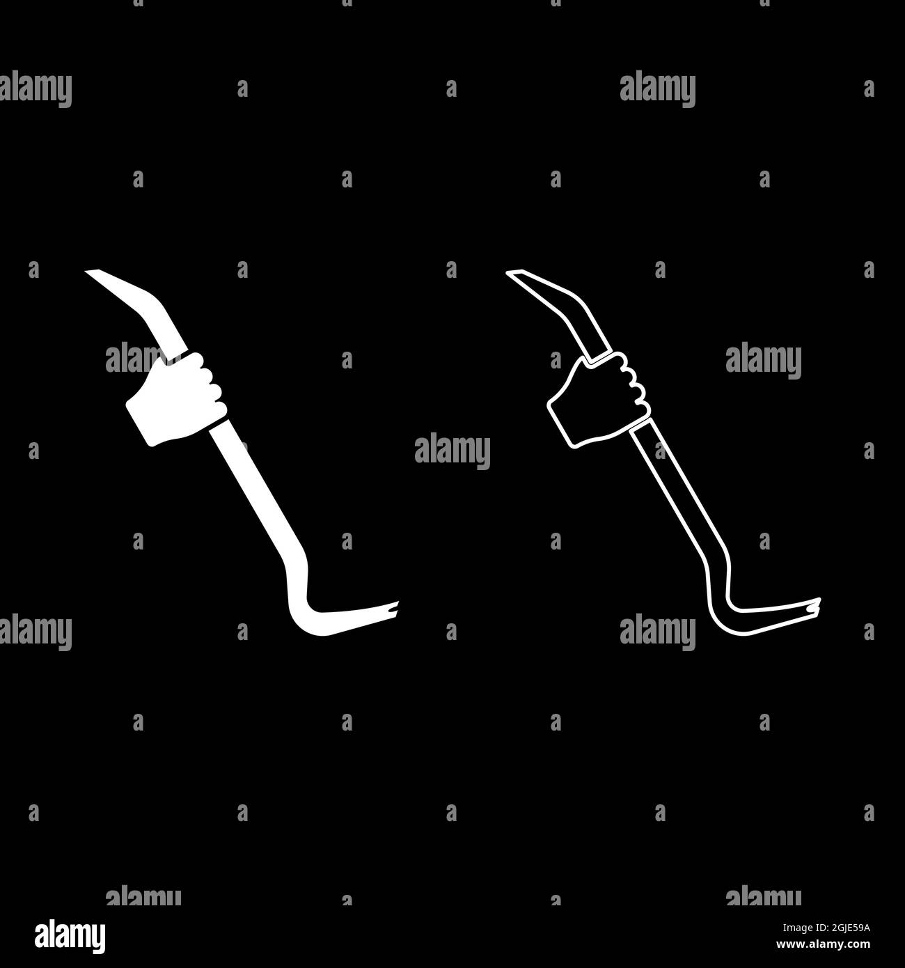 Crowbar in hand holding tool use Arm using Multifunctional utility bar icon white color vector illustration flat style simple image set Stock Vector