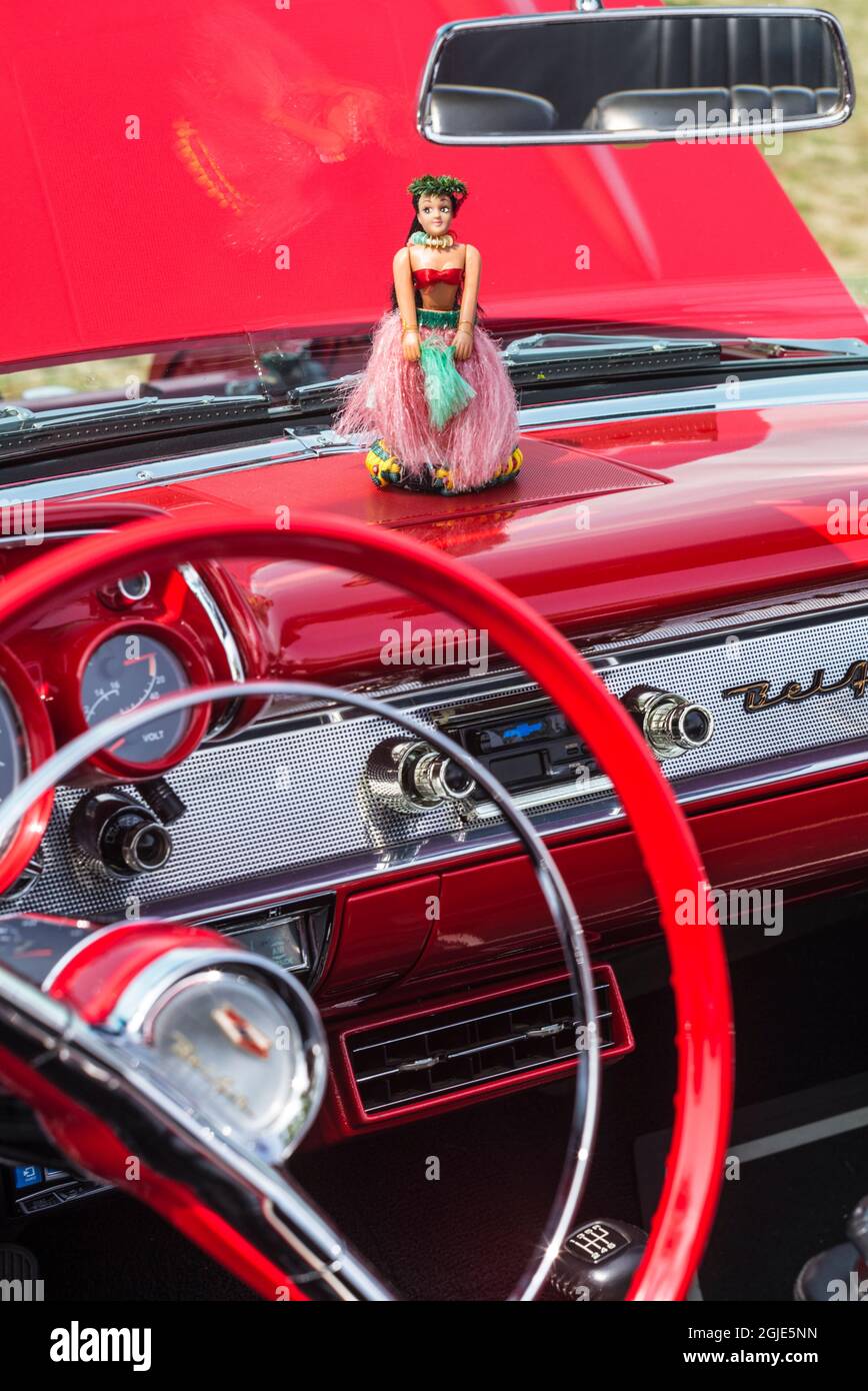 USA, Massachusetts, Cape Ann, Gloucester. Antique car, antique car with kewpie doll on the dashboard Stock Photo