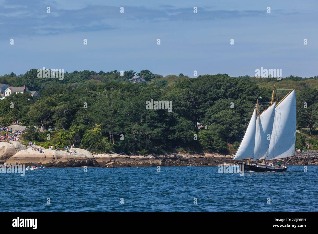 USA, Massachusetts, Cape Ann, Gloucester. Gloucester Schooner Festival, schooner parade of sail. Stock Photo