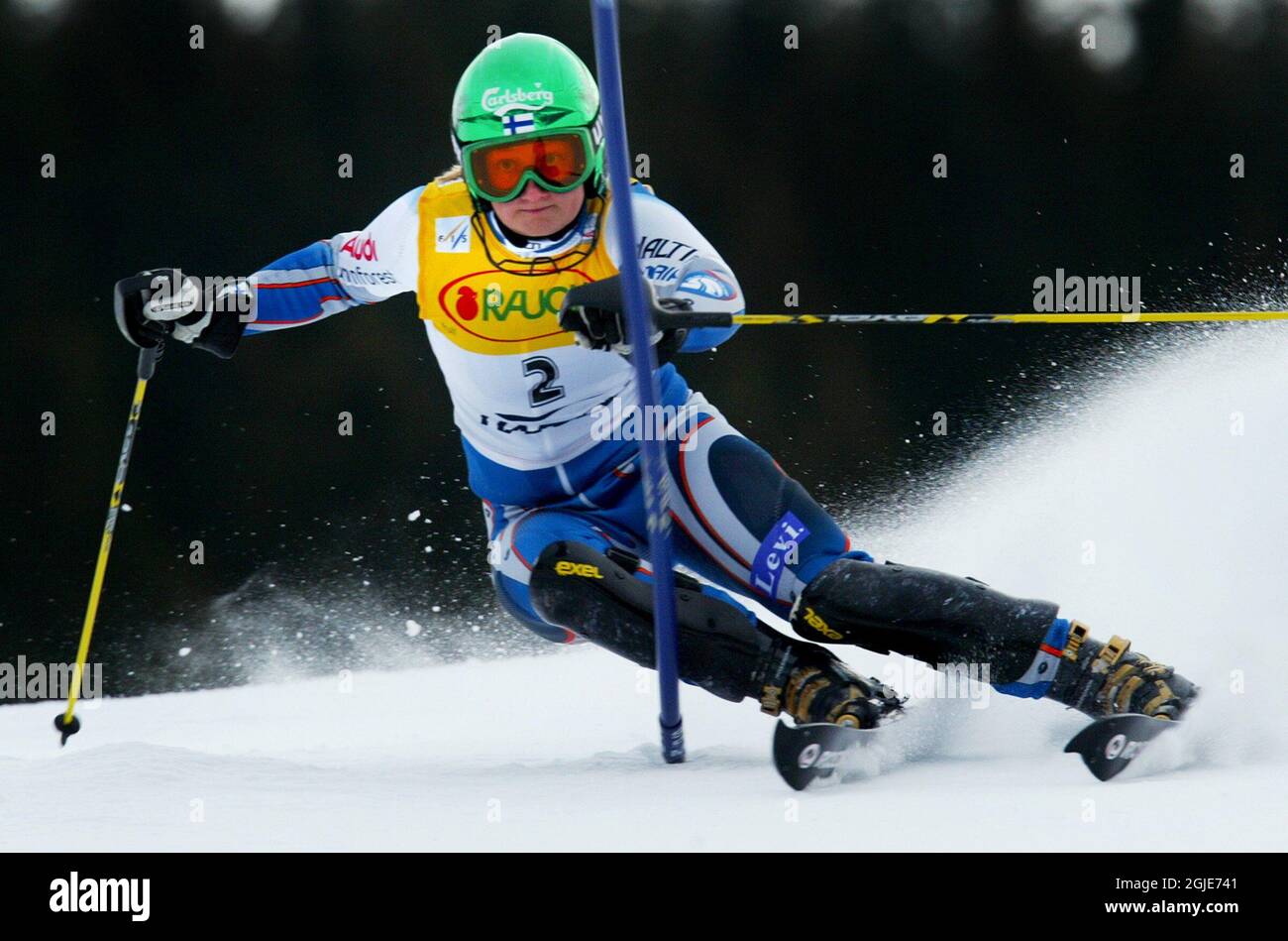 Finland's Tanja Poutiainen finished in action during the Women's World Cup  slalom final Stock Photo - Alamy