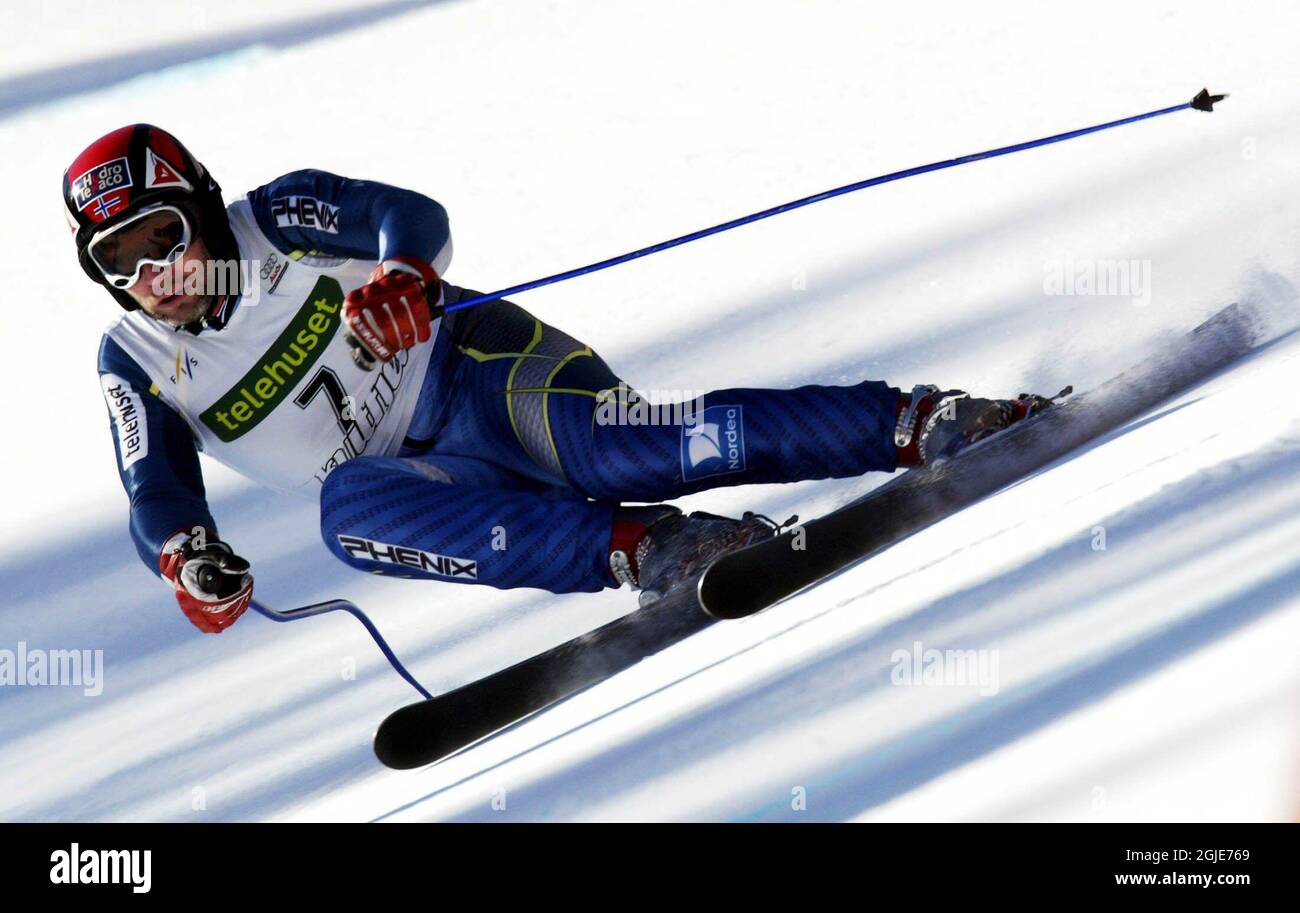 Norway's Lasse Kjus in action during the World Alpine Cup Super-G race ...
