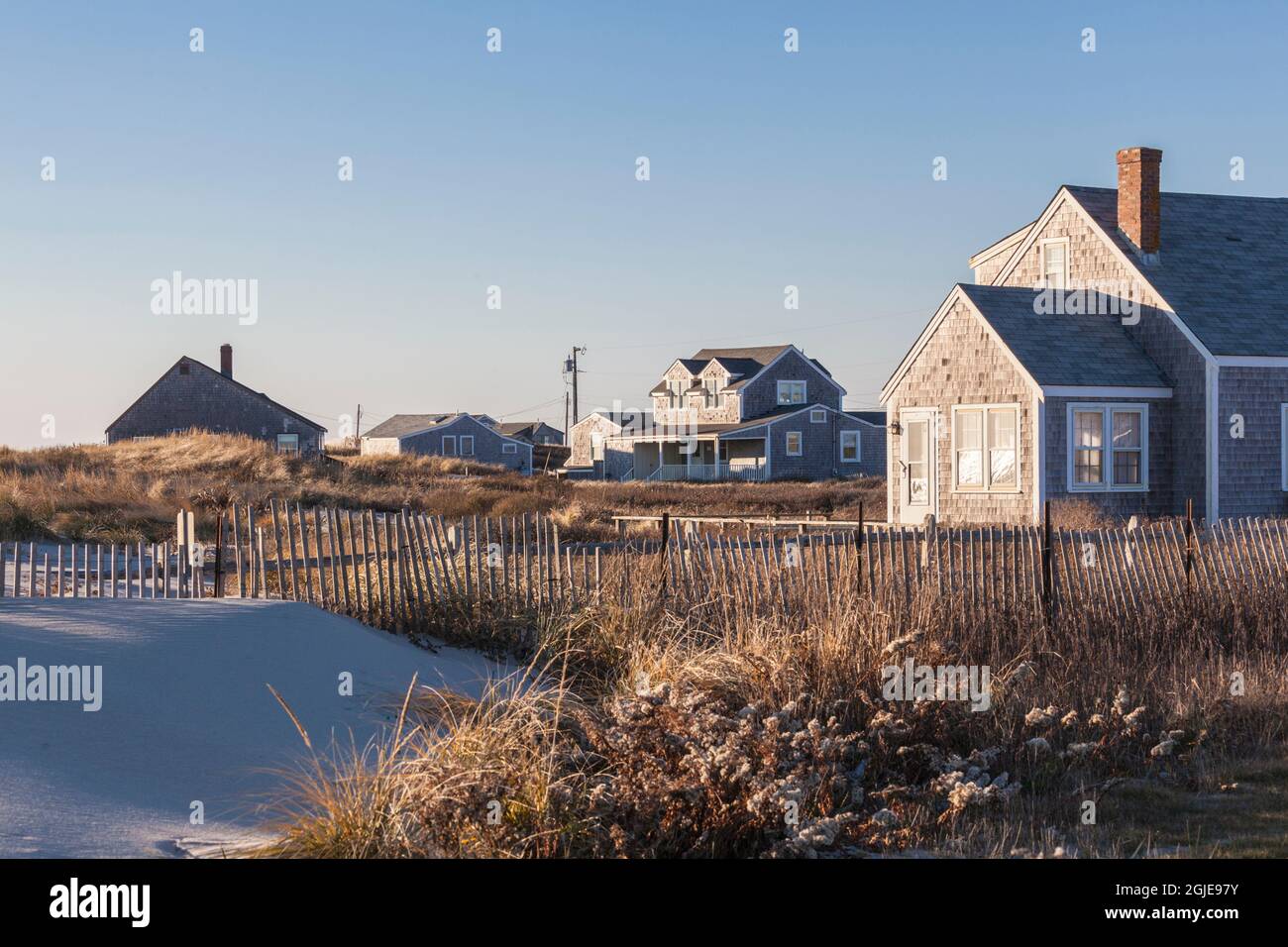 USA, Massachusetts, Nantucket Island. Madaket. Village houses Stock