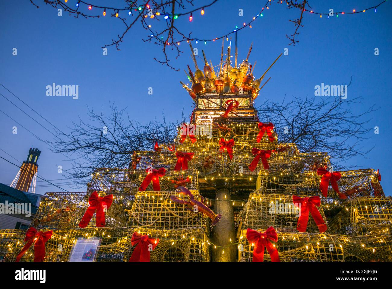 USA, Massachusetts, Cape Cod, Provincetown. Lobster trap Christmas Tree Stock Photo Alamy