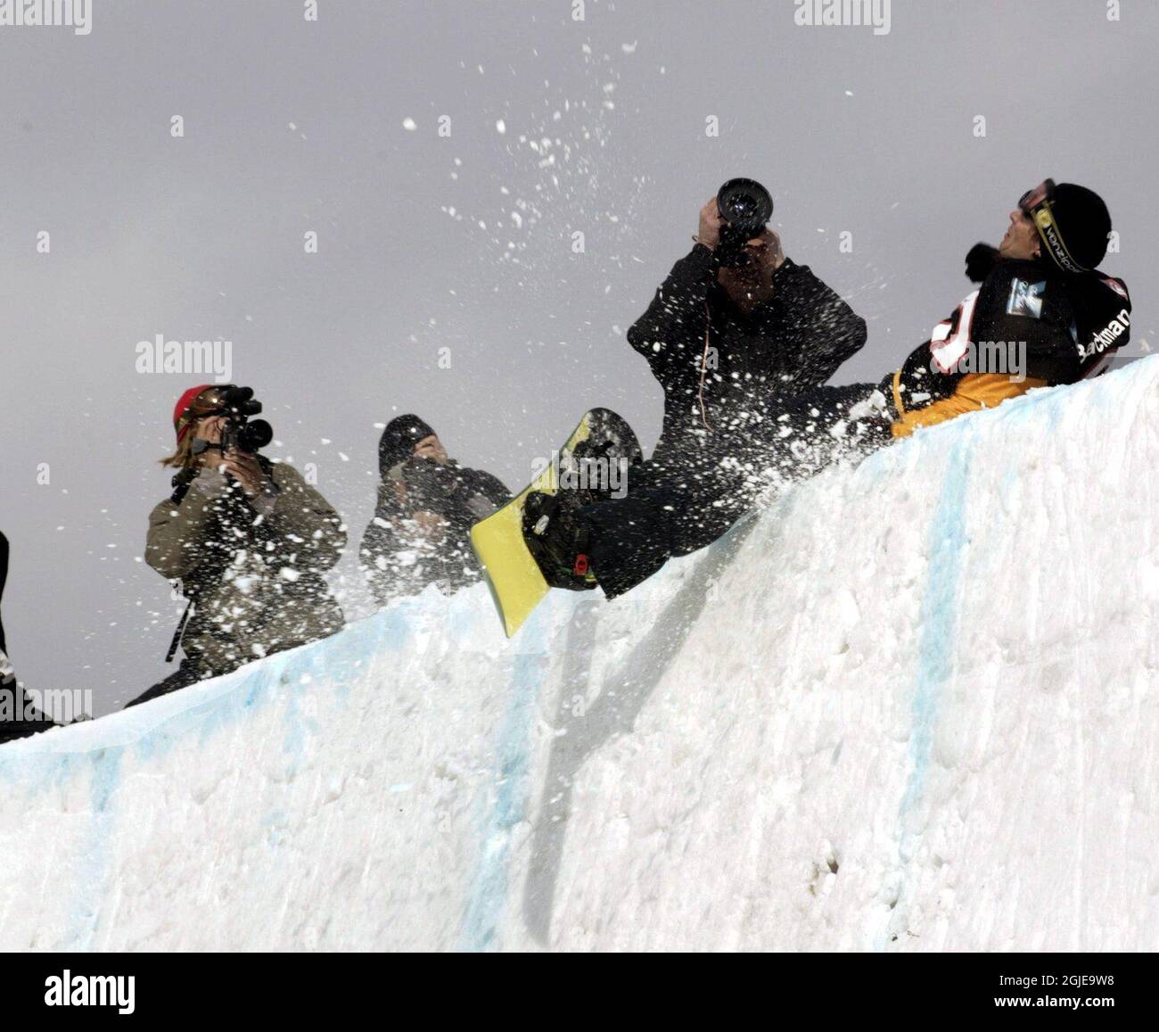 Sweden's Ingemar Backman crashes during the quarter-pipe competition ...