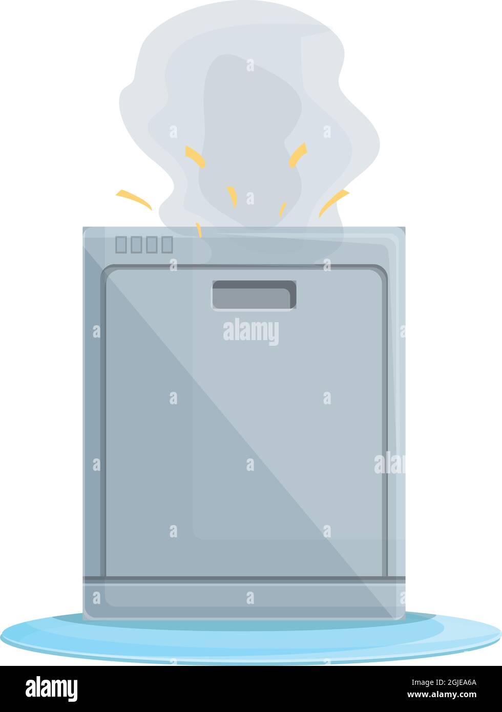 Broken household dishwasher icon cartoon vector. Kitchen appliance. Machine damage Stock Vector