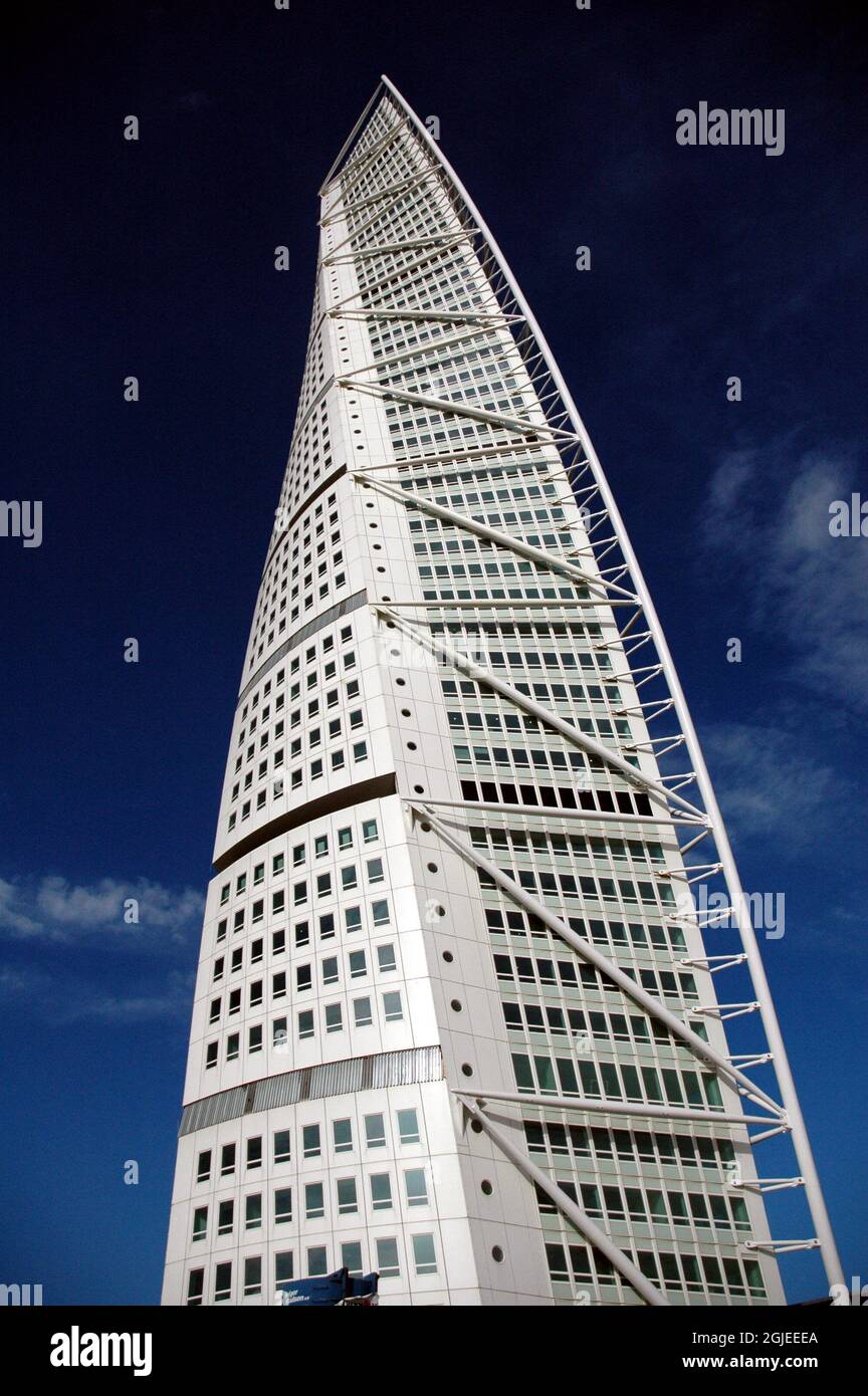 The Turning Torso building in Malmoe, Sweden. The building, featuring