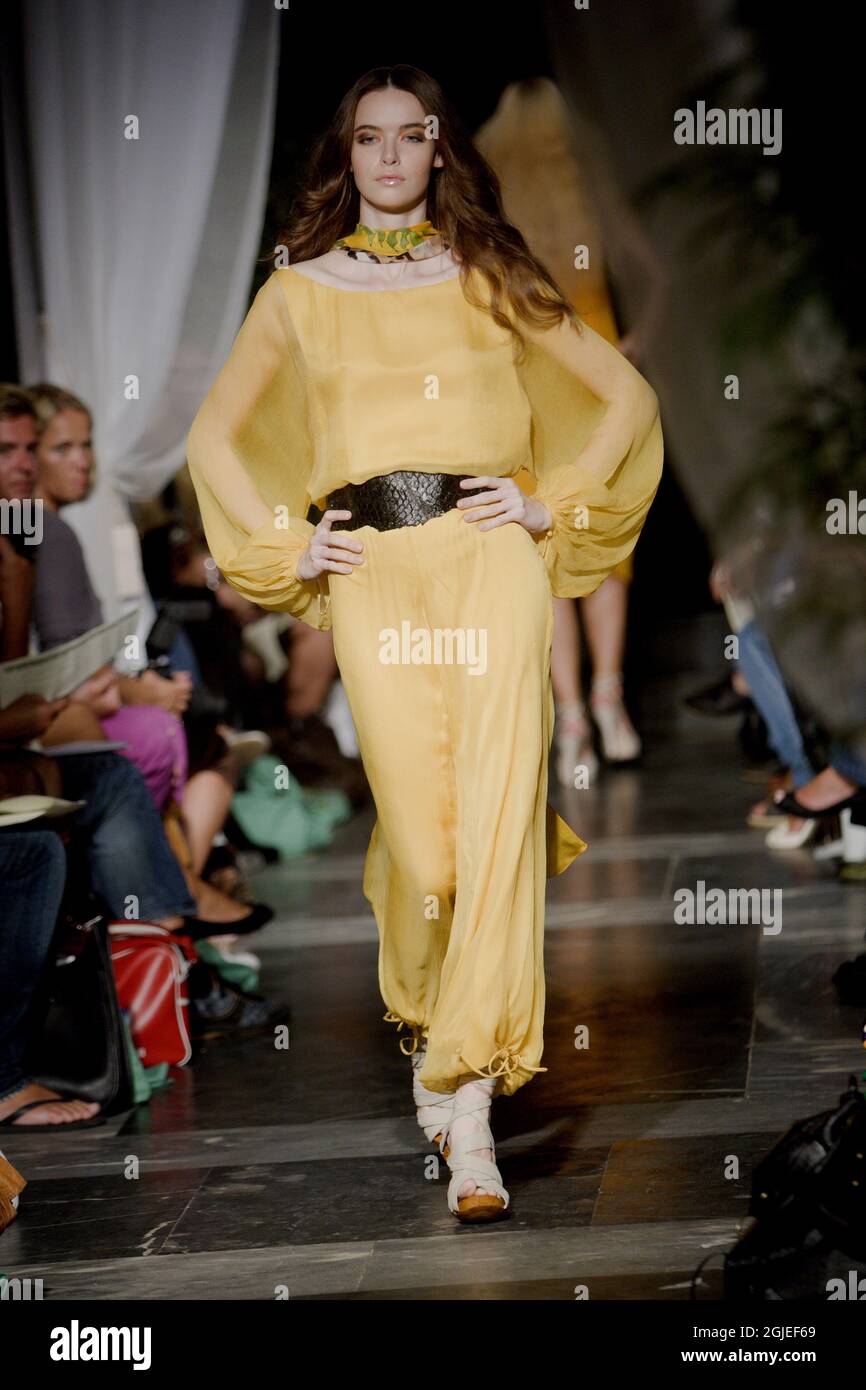 A model wears a creation from the Leila Hafzi collection shown during Oslo  Fashion Week Stock Photo - Alamy