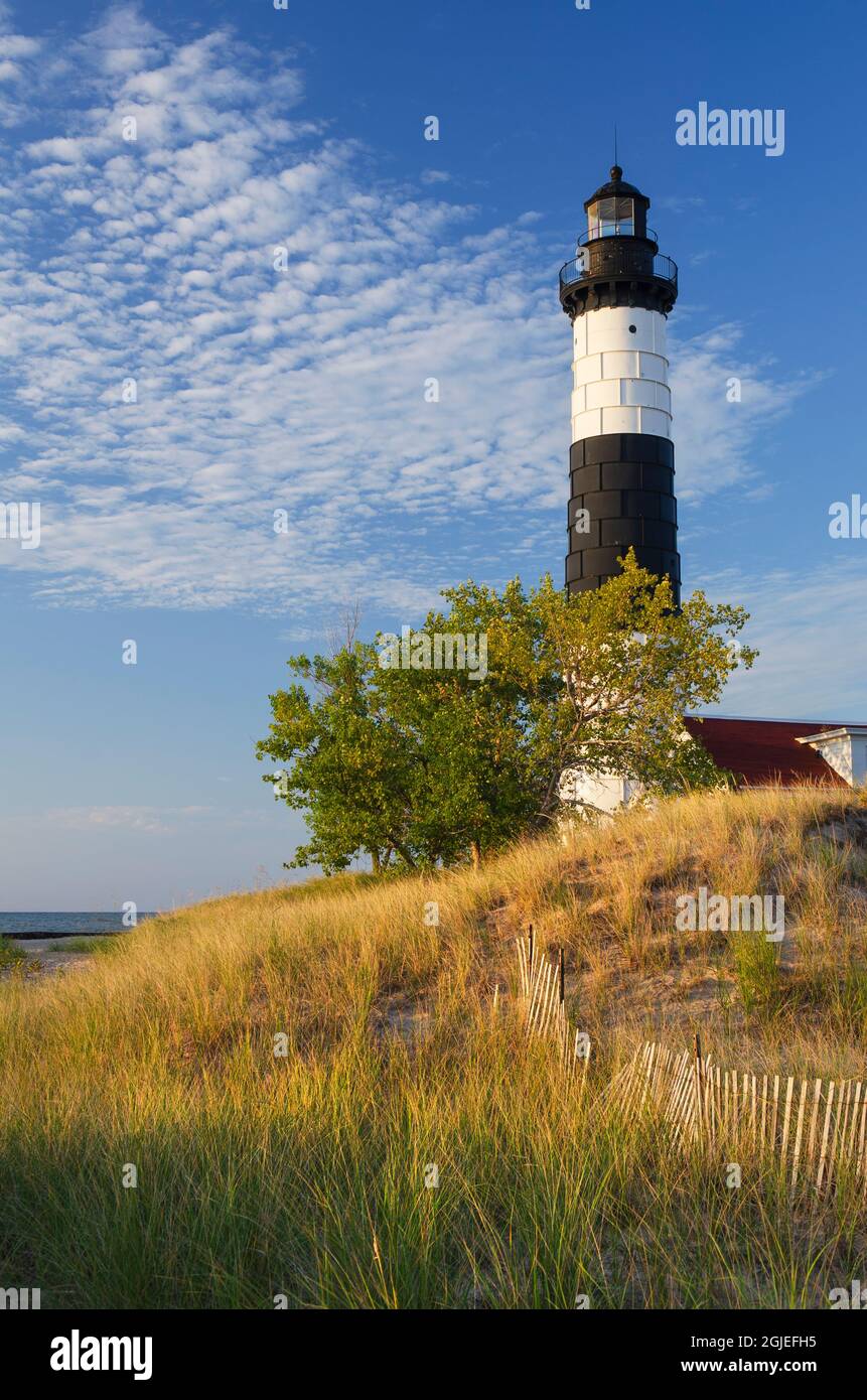 Big Sable Point Lighthouse on the eastern shore of Lake, Michigan. Ludington State Park, Michigan Stock Photo