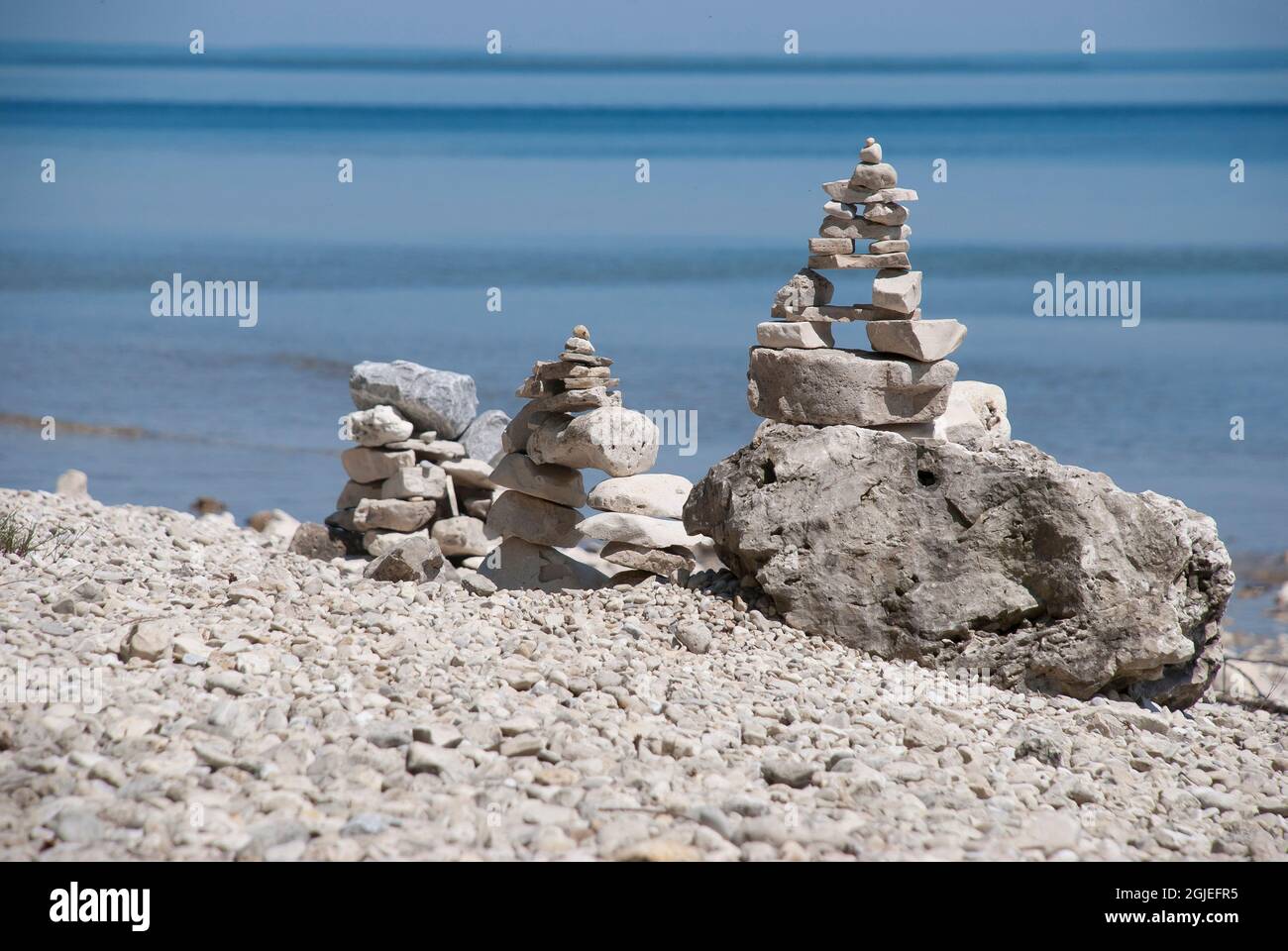 Stack Rocks Island Rock Stacking on Mackinac Island Stock Photo - Alamy