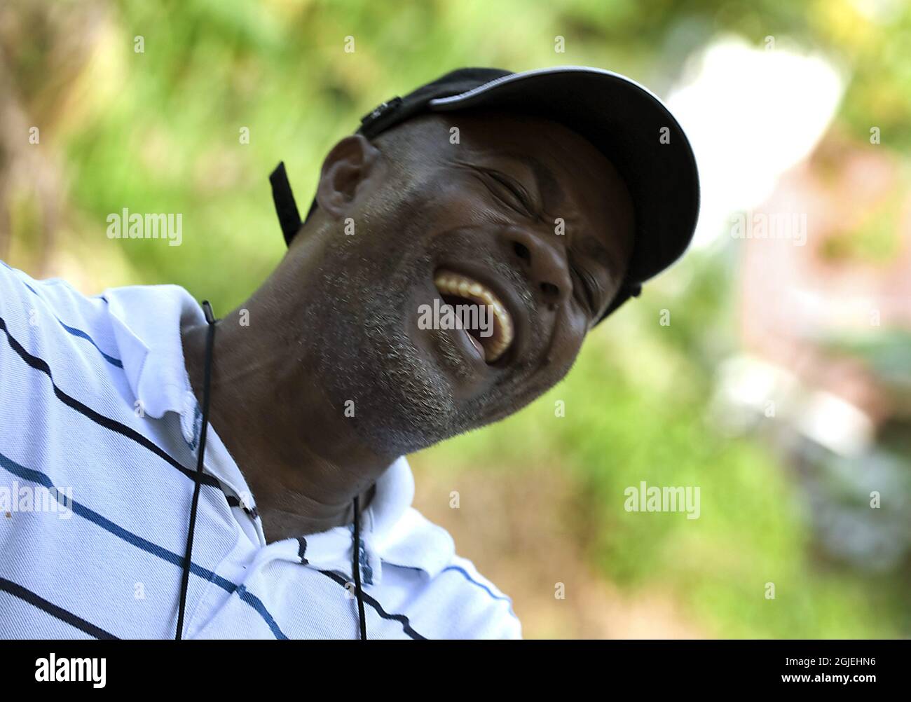 Usain Bolt's father Wellesley Bolt in the village of Sherwood Content