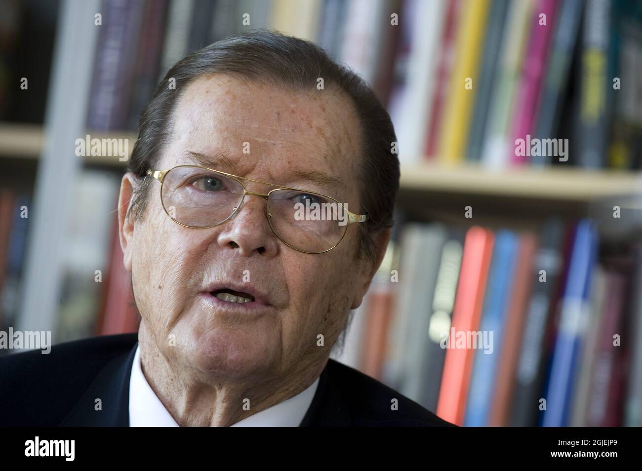 Britsh actor and Goodwill Ambassador of UNICEF Sir Roger Moore promotes his biography "My name is Moore - Roger Moore" in Stockholm. Stock Photo